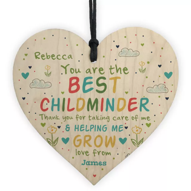 Personalised Childminder Teacher Gift Wood Heart Pre School Nursery Thank You