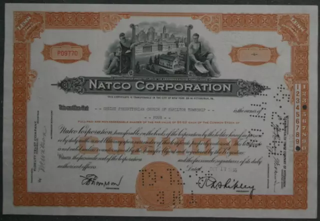 Natco Corporation 1956 4 Shares