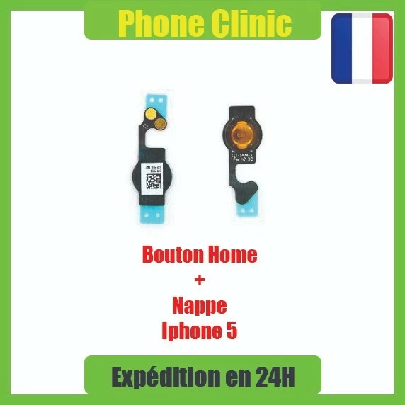 Kit Réparation Bouton Home IPhone 5 - Blanc Avec Nappe, Membrane Et Support Métallique - Neuf