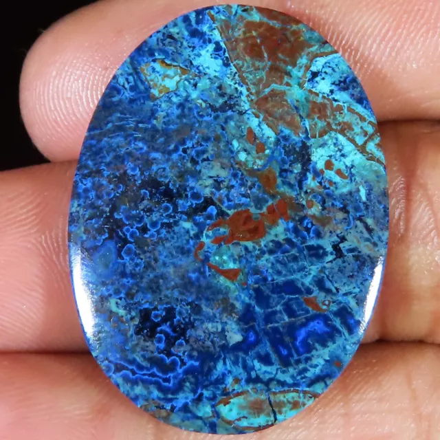 Pietra preziosa naturale cabochon azurite 43,05 cts. (26x35x4 MM) Forma ovale 2