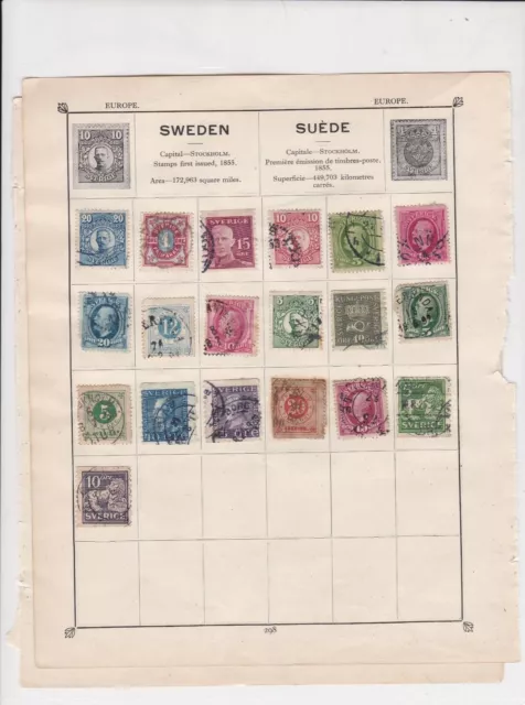 Sweden Stamps on Album Page ref  R 18859