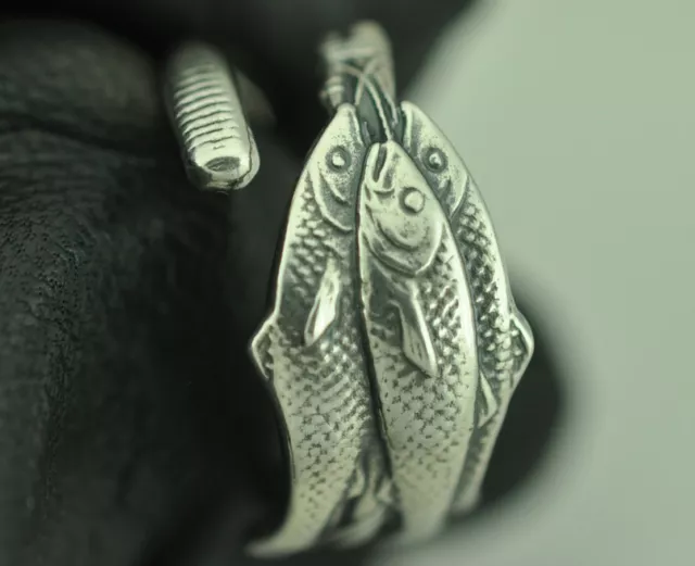 Beautiful 925 Sterling Silver Fish Fishing Spoon Ring