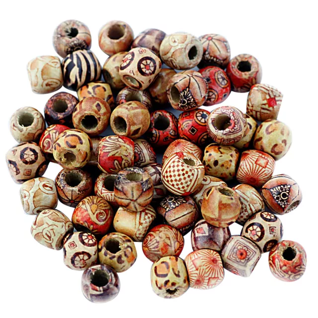 100pcs 12mm mélangé perles en bois rondes pour la fabrication de bijoux en