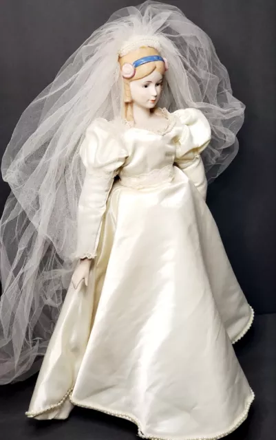 Vtg Victorian Bride/Wedding Doll-Porcelain Head/Arms/Feet- 18 Inch