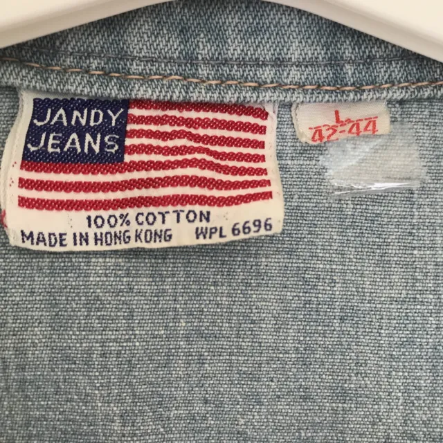 RARE Vintage Jandy Jeans 70s Shirt Jacket L 42-44 disco Boho 100% Cotton Denim 2