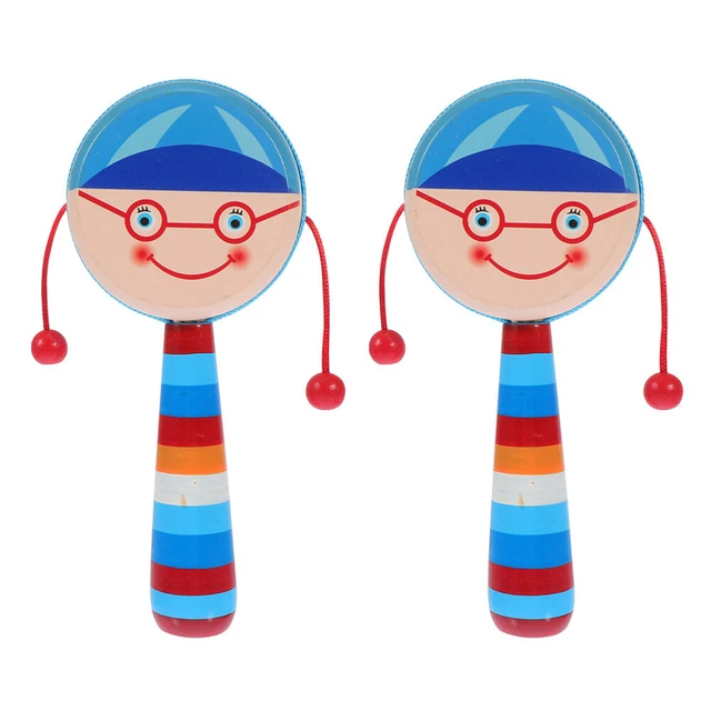 2 Pcs Holz Baby Frühes Schiefes Rasseln Rasselspielzeug Für Kinder