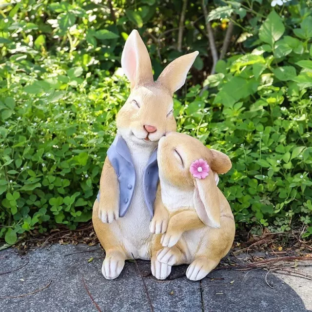 Lapin Statue Résine Artisanats Creative Jardin Décoration Vivant Pièce Ornements 3