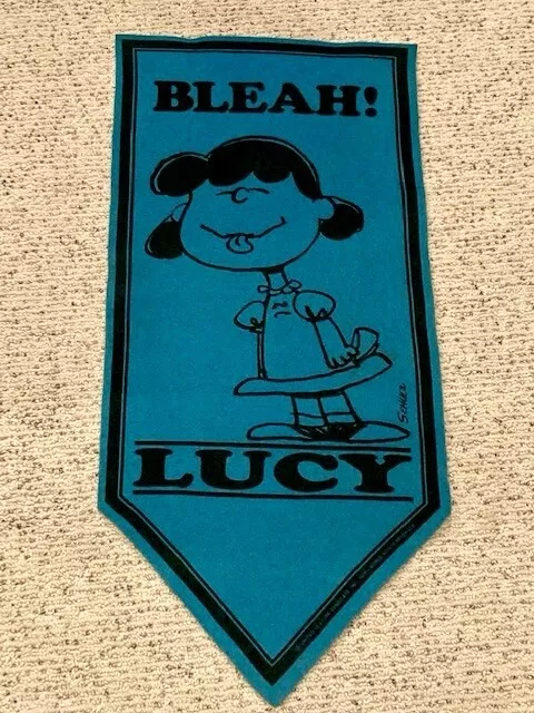 Vintage 1970 Peanuts Lucy Rare Felt Banner Blue ‘BLEAH!’ Schultz Pennant Snoopy