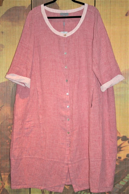 SAHARA XL Fabulous Cross-Dyed Linen Bubble Shirt Dress 50"Bust Pink Marl BNWT SAHARA XL Fabulous Cross-Dyed Linen Bubble Shirt Dress 50"Bust Pink Marl BNWT