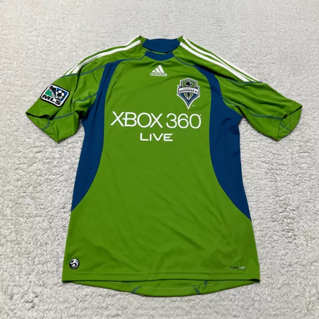 Seattle Sounders FC Jersey Men Medium Blue Stretch MLS Soccer Futbol Adidas