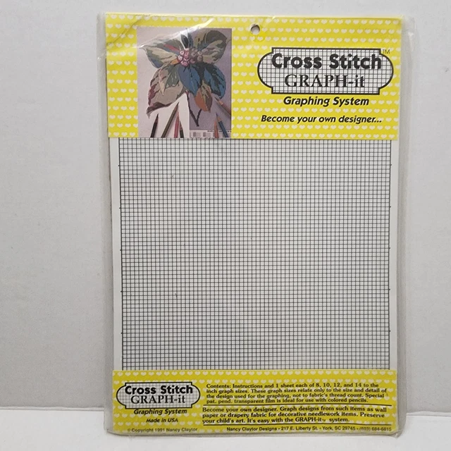 Sistema de gráficos Cross Stitch GRAPH-IT 4 tamaños de gráficos 1991 Nancy Claytor Designs