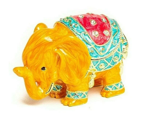 Boîte à bijoux d'éléphant faite à la main par Keren Kopal et cristaux autrichien