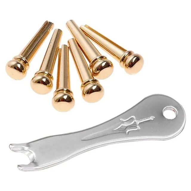 3XPins 6Pcs Brass Endpin for Acoustic Guitar with Guitar Bridge Pin Puller N5Y6)