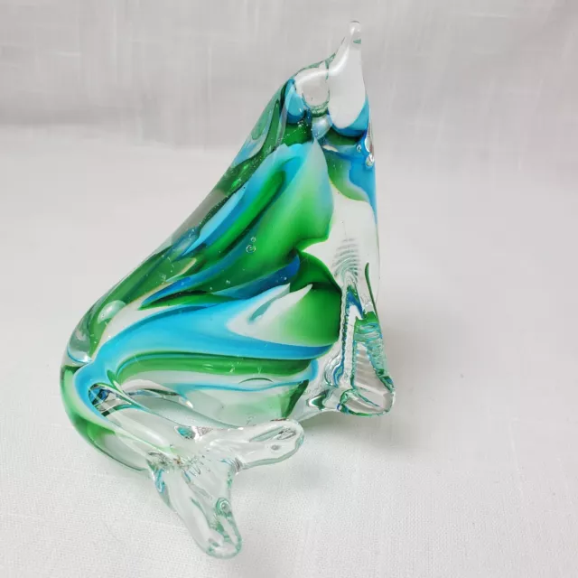 Hand Blown Green And Blue Seal Sea Lion Paperweight