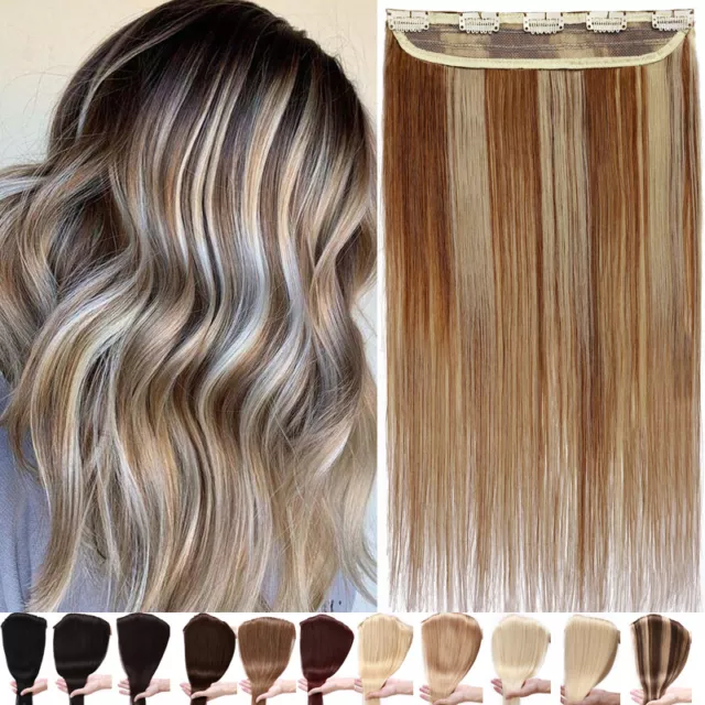 Long Mega Thick Clip In Human Hair Extensions One Piece Straight Wavy Highlight