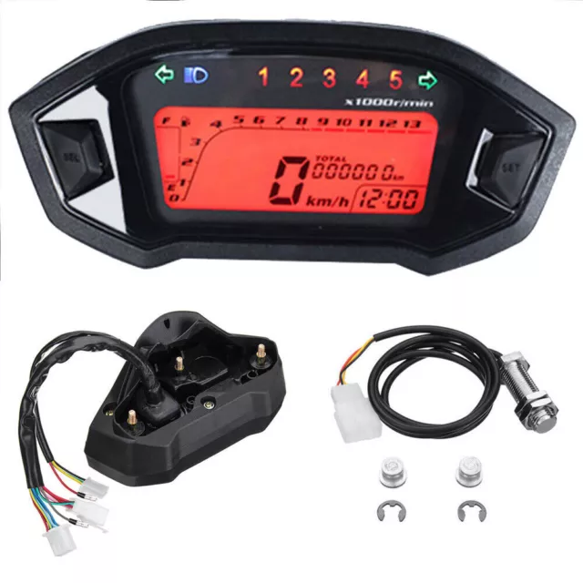 Compteur de vitesse numérique LCD rétro-éclairé pour moto, odomètre,... 2