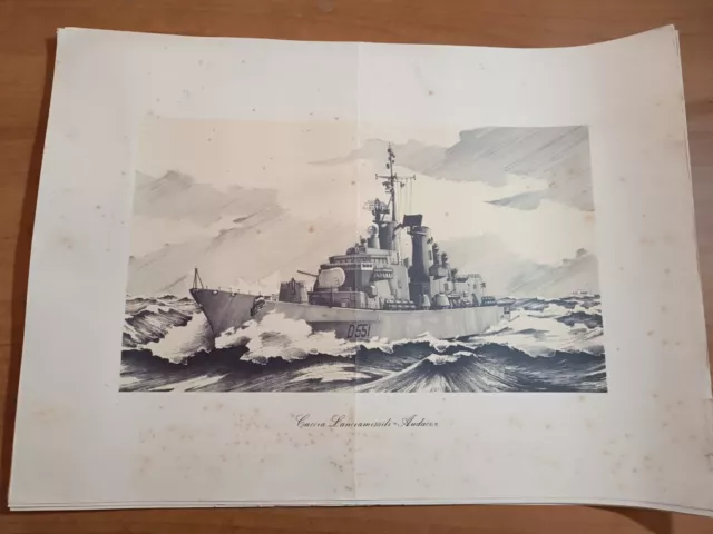 Elio Andò MARINA MILITARE stampa CACCIA LANCIAMISSILI AUDACE