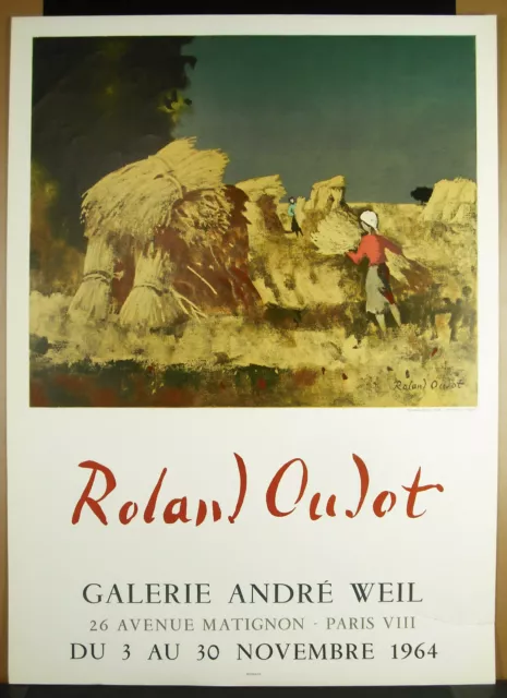 Affiche originale Roland OUDOT Galerie André Weil 1964 Mourlot accident 72 cm