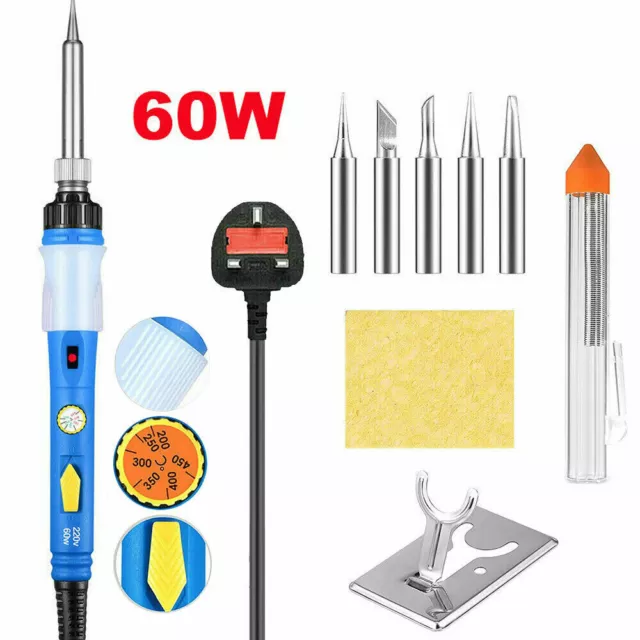 60W Electric Soldering Iron Kit Welding Tool Solder Gun Station Wire Tip Wire UK