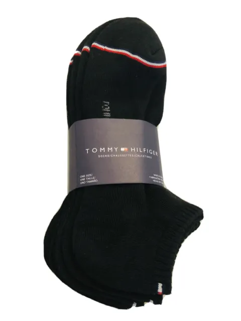 12 pairs Tommy Hilfiger Men's low cut Socks Black/White size L uk 9-12/us 10-13