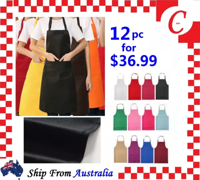 Plain Apron Bib Washable Washable Waiter Pocket Butcher Chef Kitchen Cooking