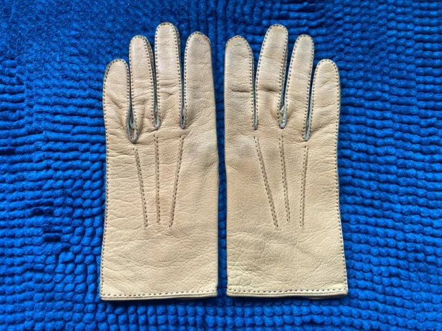 Beaux gants anciens cuir homme couleur fauve clair / noisette