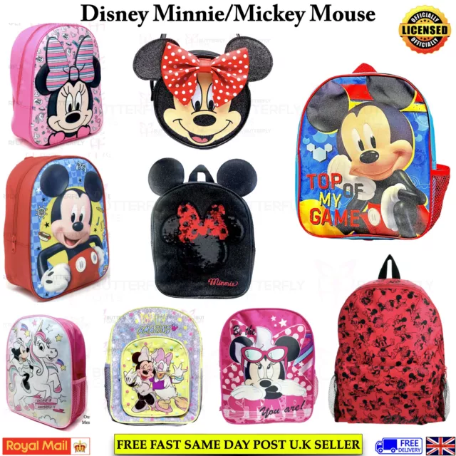 Kids Boys Girls Disney Mickey Minnie Mouse Character Junior School Bag Backpack