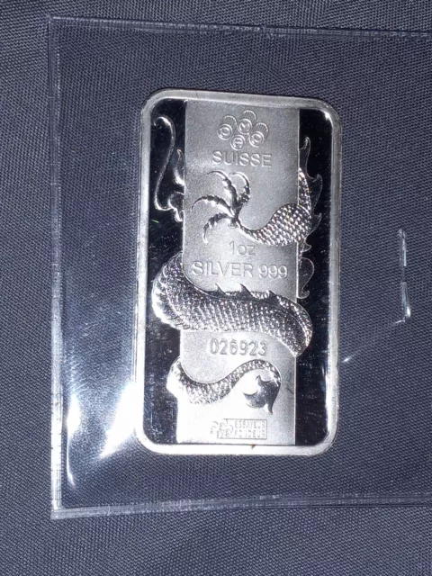 1oz .999 Fine Silver Year of the Dragon Silver 2012 Pamp Suisse Bar