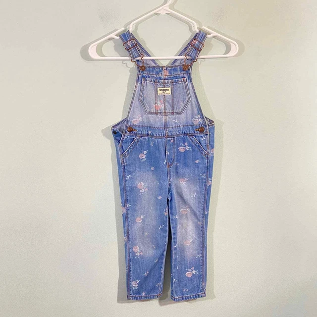 Oshkosh B'gosh Girl's Denim Floral Overalls Size 3T