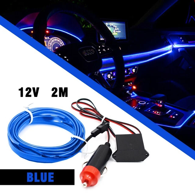 6.5FT LED Car Interior Decorative Atmosphere Wire Strip Light Accessories Blue