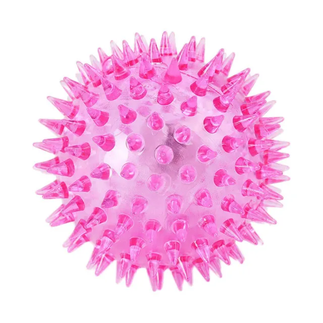 PVC Pet Dog Puppy LED Ball Light Up Flashing Play Toy Chasing Bounce Spiky