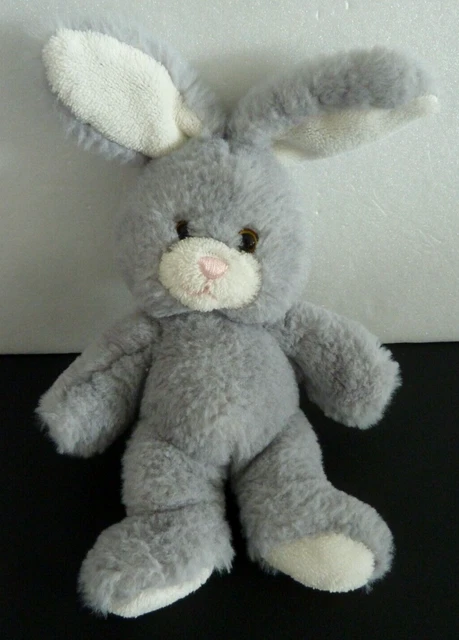 U. DOUDOU PELUCHE GIPSY LAPIN gris blanc nez rose 20cm + oreilles - TTBE