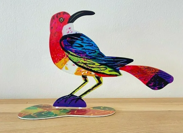 Pop art Metal "Friendly Bird" escultura pintada a mano por DAVID GERSTEIN