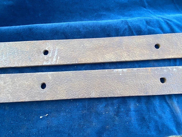 2 vintage barn door strap hinges 36" Long 2.5" wide Wrought Iron Cast Metal 3