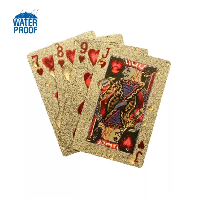 24K Gold Foil Poker Playing Cards Waterproof with Gift Box for Party Game 2