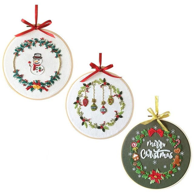 3 Juegos Set Flores Bordado Navidad Punto de Cruz Paquetes Punto de Cruz Ajustar