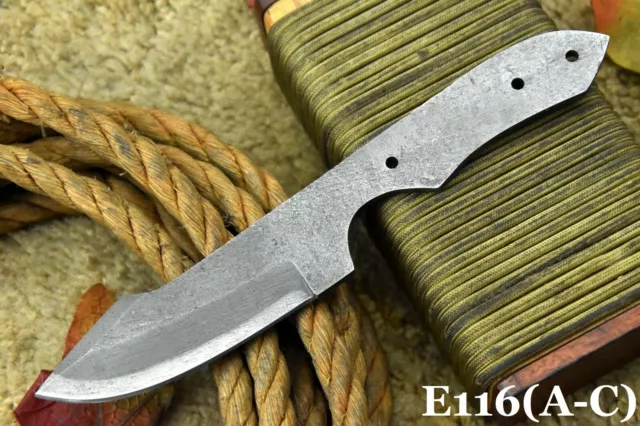 Custom 8.1"OAL Hammered Spring Steel 5160 Blank Hunting Knife,No Damascus E116-C