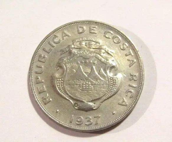 Costa Rica 1937 1 Colon Coin 5 Stars