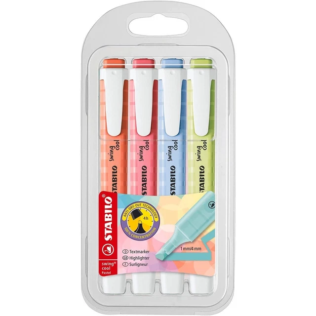 STABILO Highlighter swing cool Pastel - Wallet of 4 - Assorted colors
