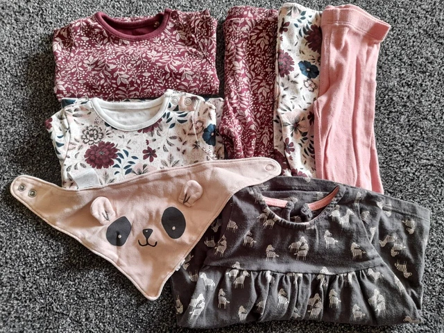 Girls Outfit Clothes Bundle 0-3 month Tops Leggings Dress Bib
