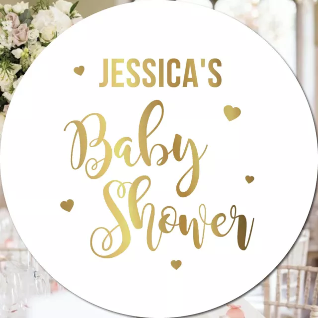 24 Personalised Baby Shower GOLD FOIL Custom Stickers Baby Stickers REAL foil