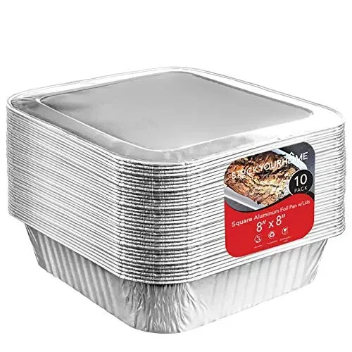 50 Pack Small Aluminum Pans with Lids, 1lb Capacity Disposable Foil Pans, Aluminum Food Containers for Baking, Roasting, Meal Prep, 5.5 x 4.5 inch