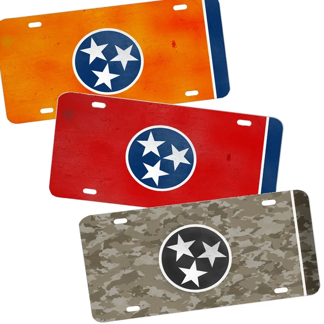 The Volunteer State of Tennessee State Flag and Varieties Aluminum License Plate