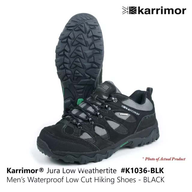 KARRIMOR Jura Low Weathertite Mens Waterproof Walking Hiking Camping Shoes-BLACK