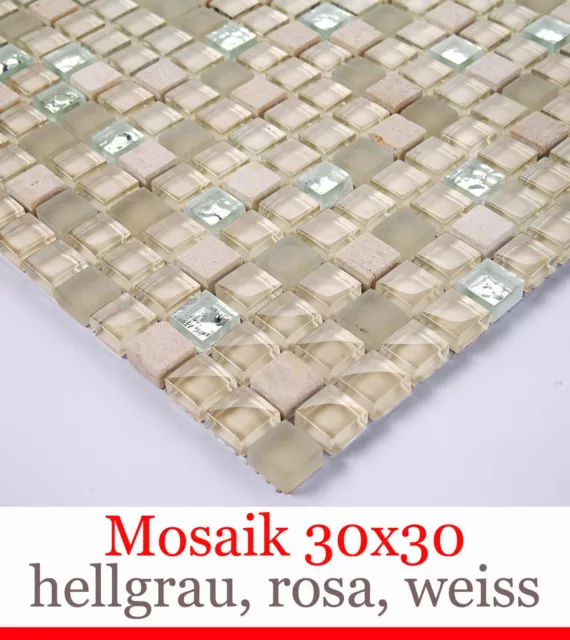 Baldosa Azulejo de la Pared Mosaico 30x30cm Glas&marmor Naturestone 15MM #BO-4