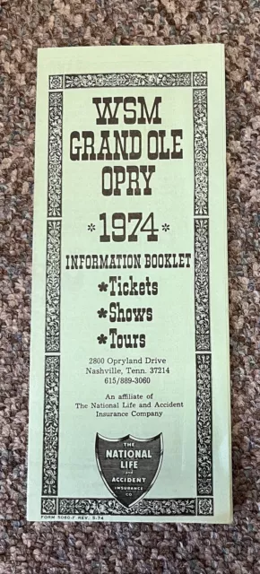 1974 WSM Grand Ole Opry Information Booklet Brochure - tickets shows tours