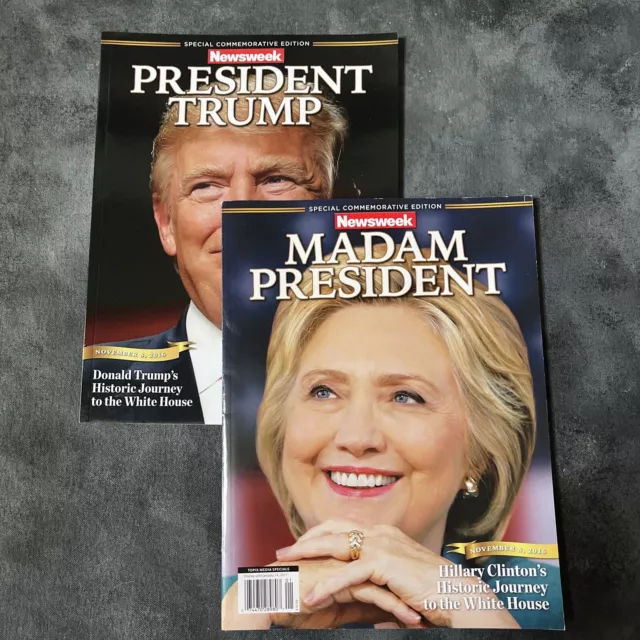 Original 2016 "Madam President" & “ President Trump” Newsweek Magazines