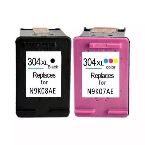 KIT 2 CARTUCCE COMPATIBILI per HP 304 XL NERO+COLORE STAMPANTE 3700 3720 2620