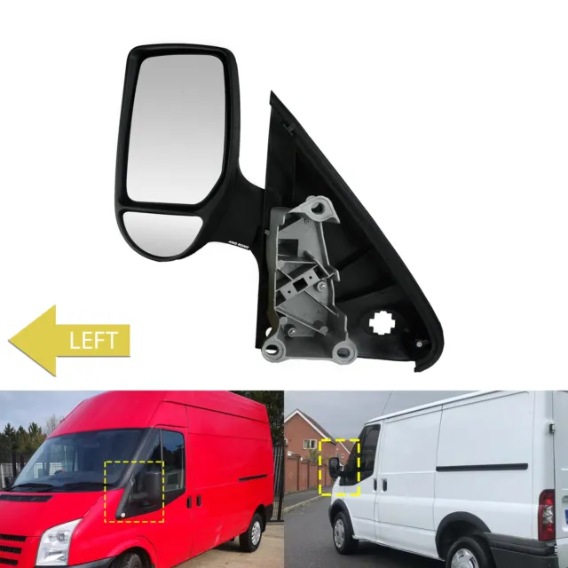 1pc Left Manual Short Arm Wing Door Mirror Black For Ford Transit MK7 2006-2014