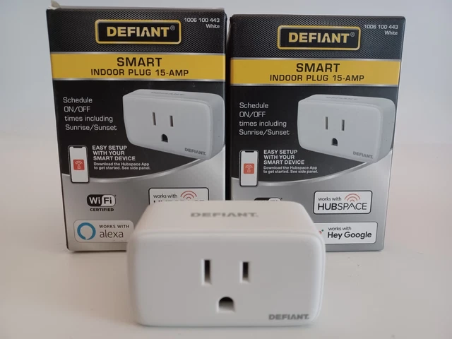2 Defiant Smart Plug 15 Amp 120-Volt Control remotely W/ Phone Alexa/Hey Google
